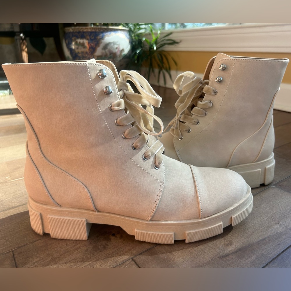 Zola white combat boots